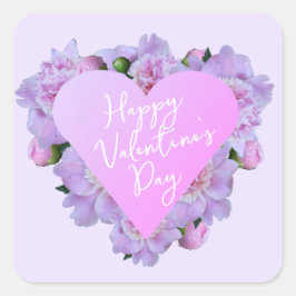 Valentinstag Herz Blume Lila Rosa Elegant Quadratischer Aufkleber