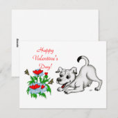 Valentinstag, Herz, Blume, Welpe & Schmetterling Feiertagskarte (Vorne/Hinten)