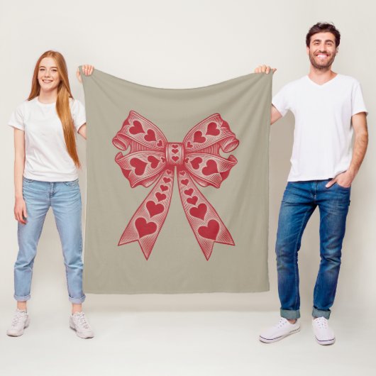 Valentinstag Herz Coquette Bogen Retro Valentine Fleecedecke (Beispiel)