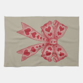 Valentinstag Herz Coquette Bogen Retro Valentine Geschirrtuch (Horizontal)