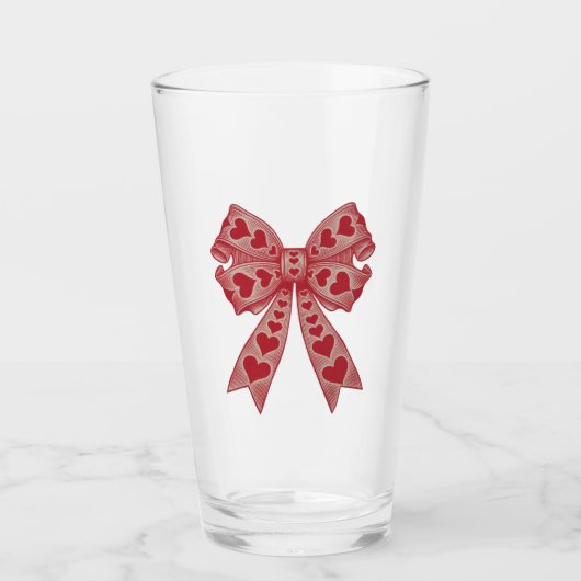 Valentinstag Herz Coquette Bogen Retro Valentine Glas (Vorderseite)