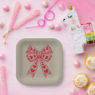 Valentinstag Herz Coquette Bogen Retro Valentine Pappteller