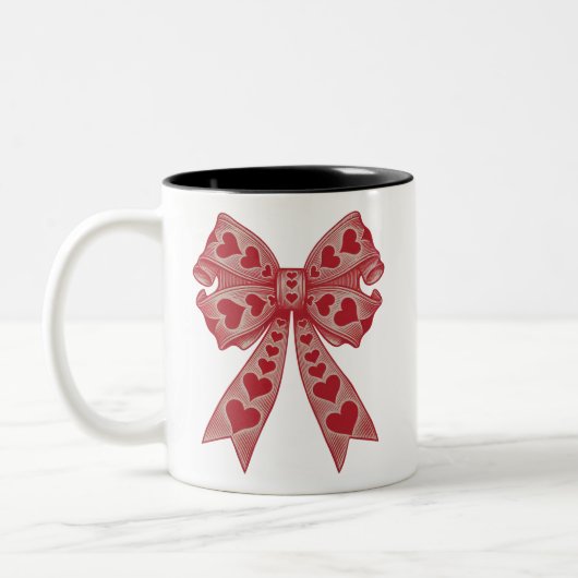 Valentinstag Herz Coquette Bogen Retro Valentine Zweifarbige Tasse (Links)