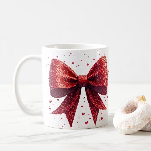 Valentinstag Herz Coquette Bow Kaffeetasse (Mit Donut)
