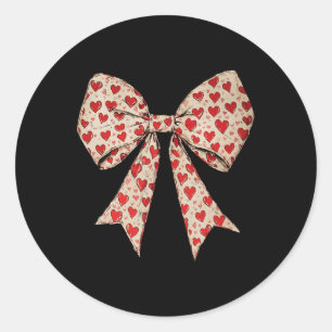 Valentinstag Herz Coquette Bow Retro Valentine Runder Aufkleber