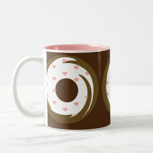 Valentinstag Herz Donut Streusel Rosa Braun Zweifarbige Tasse