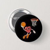 Valentinstag Herz Dunking Niedlicher Basketball Button (Vorne & Hinten)