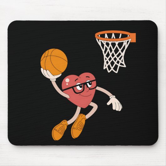 Valentinstag Herz Dunking Niedlicher Basketball Mousepad (Vorne)