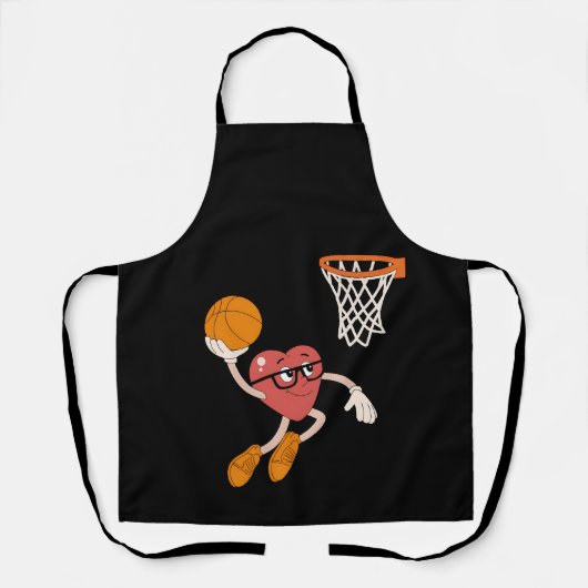 Valentinstag Herz Dunking Niedlicher Basketball Schürze (Vorderseite)