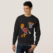 Valentinstag Herz Dunking Niedlicher Basketball Sweatshirt (Vorne ganz)