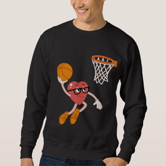 Valentinstag Herz Dunking Niedlicher Basketball Sweatshirt (Vorderseite)