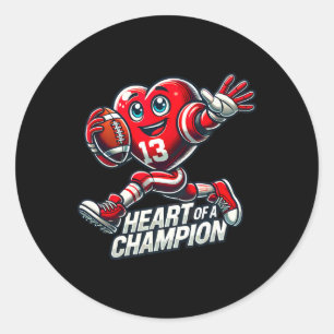 Valentinstag Herz eines Champion Football Design Runder Aufkleber