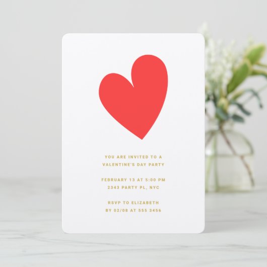 Valentinstag Herz Einladung (Stehend Vorderseite)