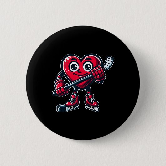 Valentinstag Herz Eishockeyspieler Sport Button (Vorderseite)
