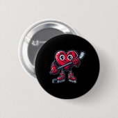 Valentinstag Herz Eishockeyspieler Sport Button (Vorne & Hinten)