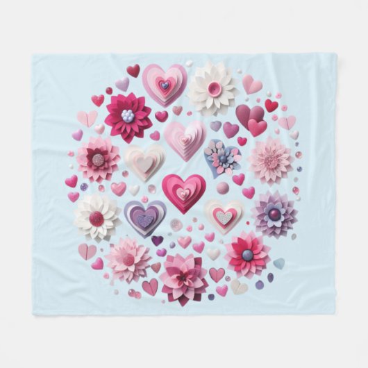 Valentinstag-Herz Fleecedecke (Vorderseite (Horizontal))