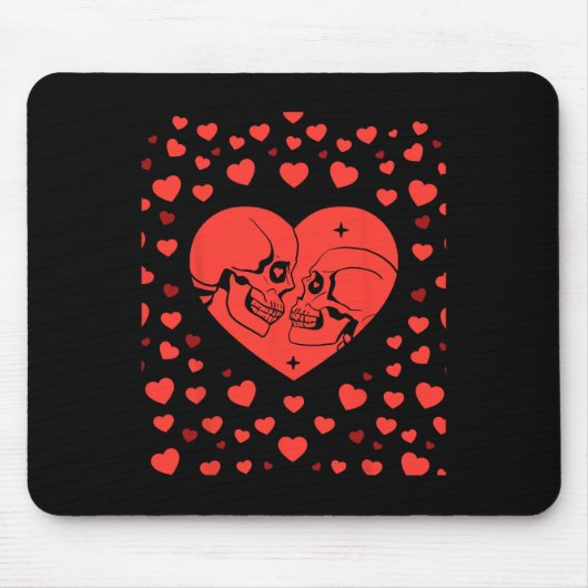 Valentinstag Herz Funny Bones Skull Liebe Frauen Mousepad (Vorne)