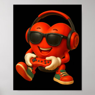 Valentinstag Herz Gamer Videospiel Boys Männer K Poster