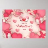 Valentinstag Herz, Geschenke und Gnome Poster (Vorne)