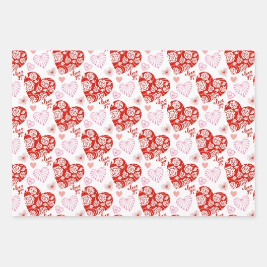 Valentinstag Herz Geschenkpapier Set (Vorderseite 3)