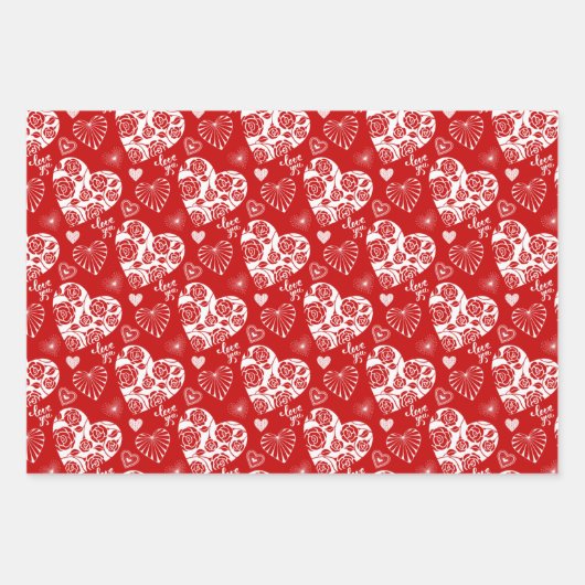 Valentinstag Herz Geschenkpapier Set (Vorderseite 2)