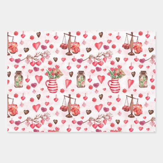 Valentinstag Herz Geschenkpapier Set (Vorderseite)