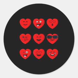 Valentinstag Herz Gesichter Emoticons Lustig Fraue Runder Aufkleber