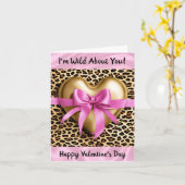 Valentinstag Herz Gold Pink Leopard Karte (Gelbe Blume)