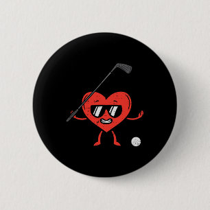 Valentinstag Herz Golf Lustiger Golfspieler Vater Button