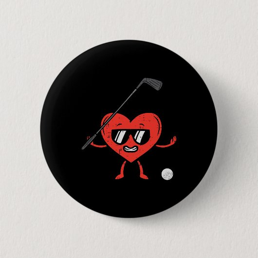 Valentinstag Herz Golf Lustiger Golfspieler Vater Button (Vorderseite)