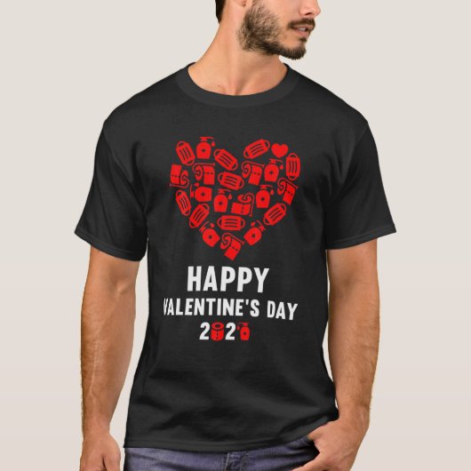 Valentinstag Herz in einer Maske T-Shirt (Vorderseite)