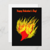 Valentinstag - Herz in Flammen Feiertagskarte (Vorne/Hinten)