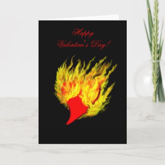 Valentinstag - Herz in Flammen Feiertagskarte (Vorderseite)