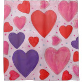 Valentinstag Herz in Rosa, Lila & Rot Duschvorhang (Vorderseite)