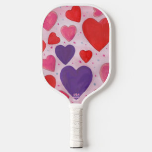 Valentinstag Herz in rosa Lila rotes Muster Pickleball Schläger
