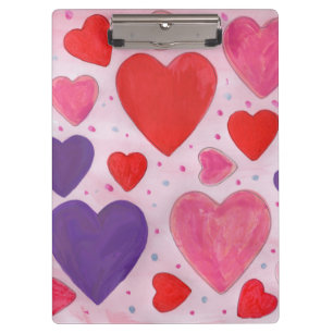 Valentinstag Herz in Rosa, Lila und Rot Klemmbrett