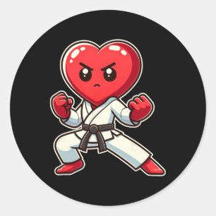 Valentinstag Herz Karate Taekwondo Mma Martial Runder Aufkleber