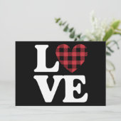 Valentinstag Herz Karierte Liebe Einladung (Stehend Vorderseite)