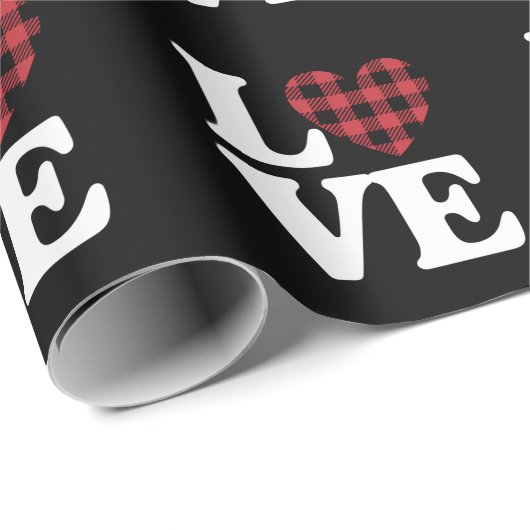 Valentinstag Herz Karierte Liebe Geschenkpapier (Rolleneckpunkt)