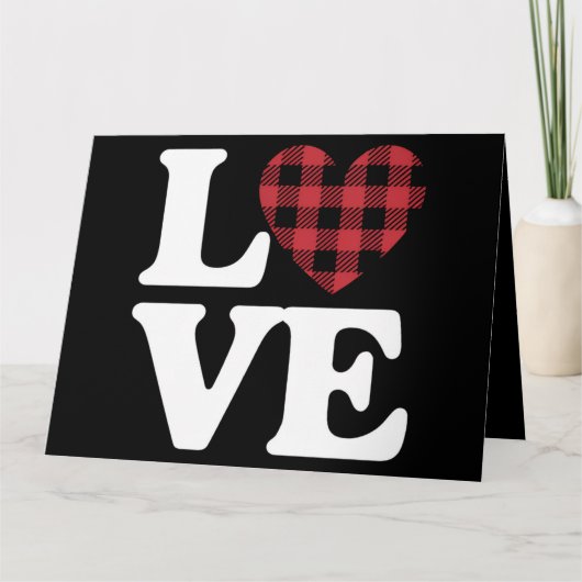 Valentinstag Herz Karierte Liebe Karte (Vorderseite)