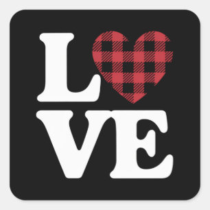 Valentinstag Herz Karierte Liebe Quadratischer Aufkleber