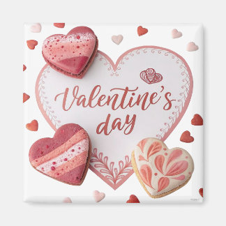 Valentinstag-Herz-Kekse auf romantischem Hintergru Magnet
