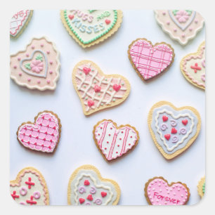 Valentinstag-Herz-Kekse Quadratischer Aufkleber