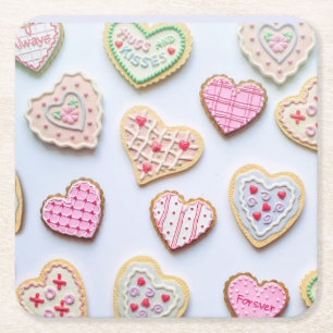 Valentinstag-Herz-Kekse Rechteckiger Pappuntersetzer