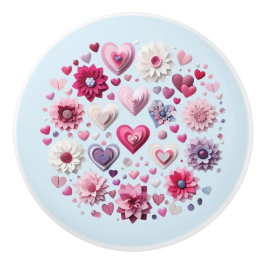 Valentinstag-Herz Keramikknauf (Vorderseite)