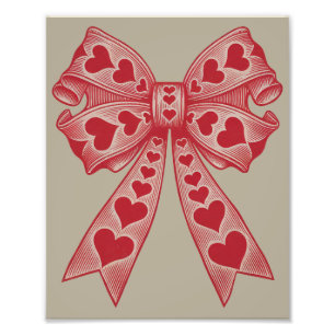 Valentinstag Herz Kokette Schleife Retro Valentins Fotodruck