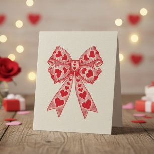 Valentinstag Herz Kokette Schleife Retro Valentins Karte