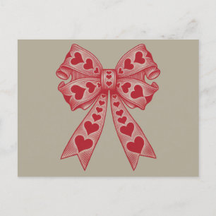 Valentinstag Herz Kokette Schleife Retro Valentins Postkarte