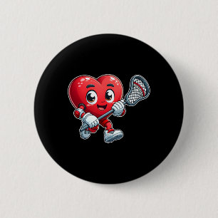 Valentinstag Herz Lacrosse Team Spieler Sport Button
