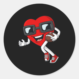Valentinstag Herz läuft mit Fußballspielen Runder Aufkleber